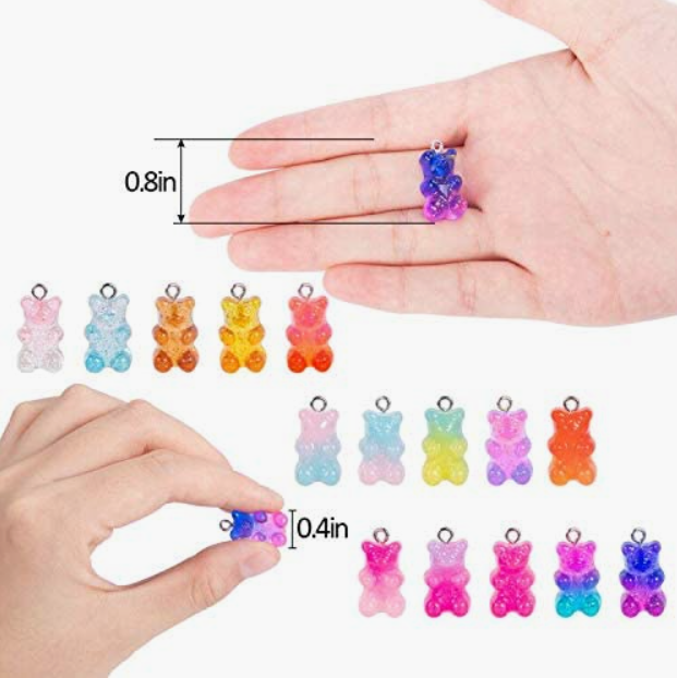 Gummy Bear Inspired Dangle/Stud Earrings OR Keychain | Gradient Glitter Resin | Hypoallergenic | Candy Earrings | 15 colors to choose from