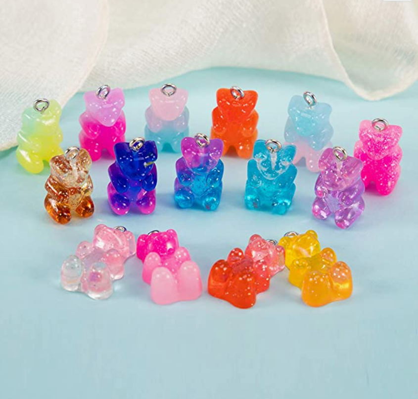 Gummy Bear Inspired Dangle/Stud Earrings OR Keychain | Gradient Glitter Resin | Hypoallergenic | Candy Earrings | 15 colors to choose from