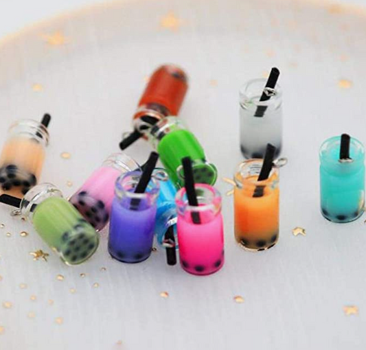 Mason Jar Boba Milk Tea Inspired Dangle/Stud Earrings OR Keychain | Tapioca Pearls | Hypoallergenic | Fruit Tea | Bubble Tea | 12 colors