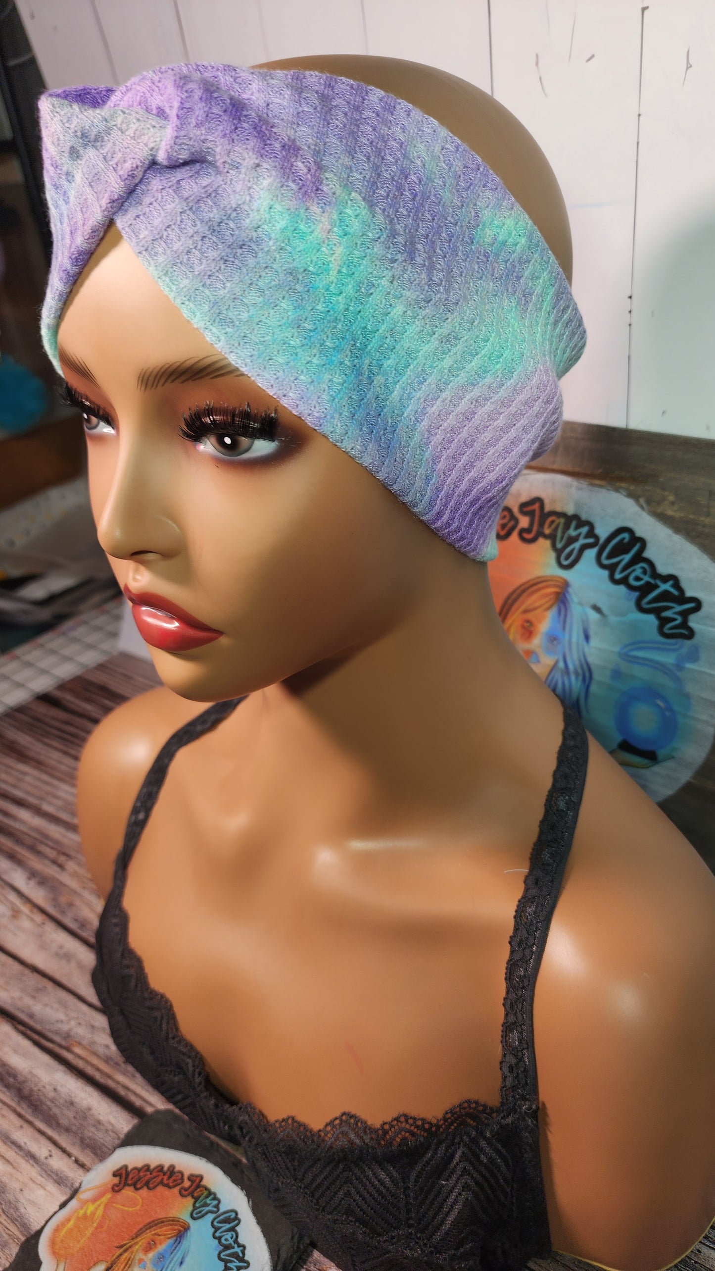 Purple Rain C | Medium 21" | RTS Waffle Knit Head Band | Ready to ship | Mask, Knife, Blood, Friday 13th