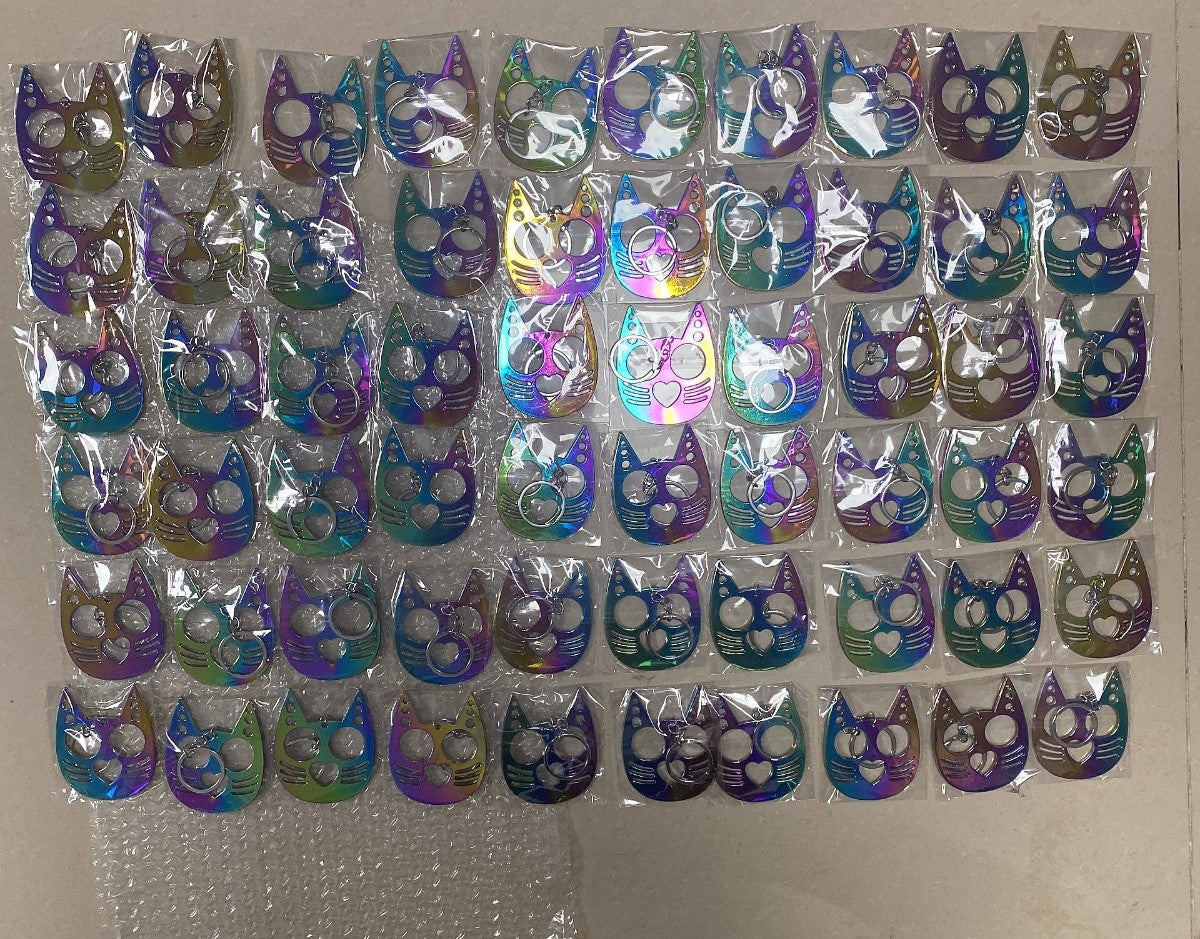 Holographic Rainbow Kitty Cat | Safety Keychain | Window Breaker