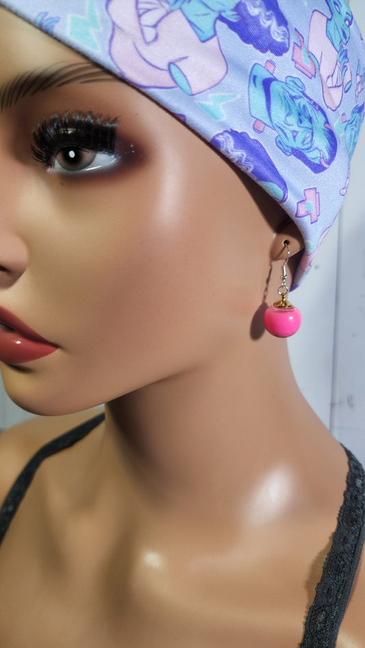 Dragon Fruit  Globe Boba Tea Earrings | Silver Dangles | Christmas Globe