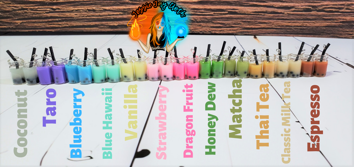 Mason Jar Boba Milk Tea Inspired Dangle/Stud Earrings OR Keychain | Tapioca Pearls | Hypoallergenic | Fruit Tea | Bubble Tea | 12 colors