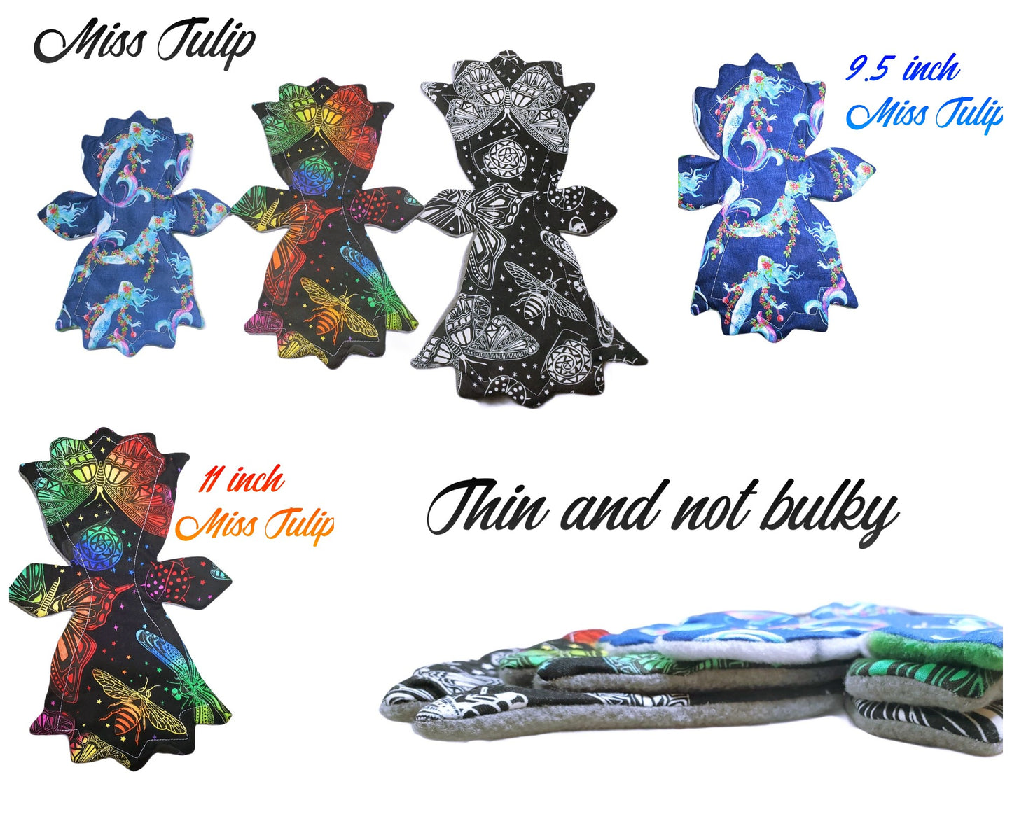 Miss Tulip | Custom Cloth Pad | 9.5/11.5/14 | Flower Shape | 2.75" Snapped