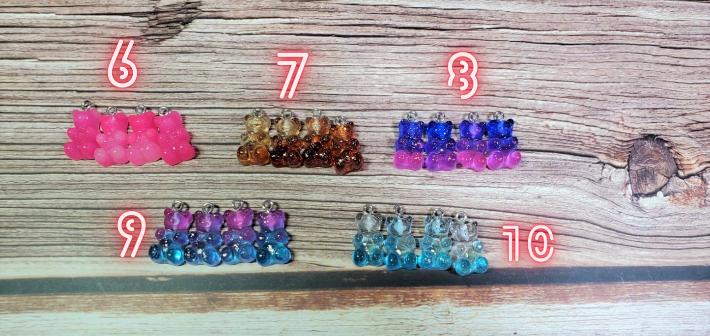 Gummy Bear Inspired Dangle/Stud Earrings OR Keychain | Gradient Glitter Resin | Hypoallergenic | Candy Earrings | 15 colors to choose from