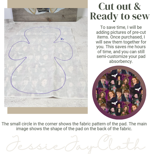 10 inch Embrace Cloth Pad or Liner | 3" Snapped Width | Choose your absorbency