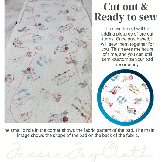 14 inch Bat Wing Cloth Pad or Liner | Flared, 2.75" to 3" Snapped Width | Choose your absorbency
