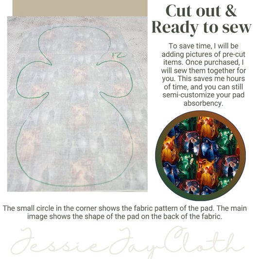 12 inch Embrace Cloth Pad or Liner | 3" Snapped Width | Choose your absorbency