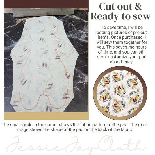 11.25 inch Bear Pad | Tumble Pooh | Goldilocks | Cloth Pad or liner | Choose your absorbency