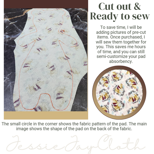 12.8 inch Bear Pad | Tumble Pooh | Goldilocks | Cloth Pad or liner | Choose your absorbency