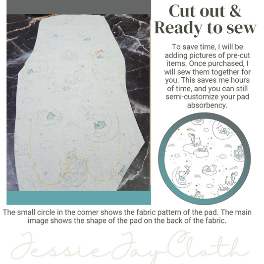 12.8 inch Bear Pad | Night Time Pooh | Goldilocks | Cloth Pad or liner | Choose your absorbency
