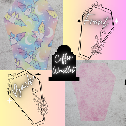 CUSTOM | Pastel Bats Coffin Wristlet Clutch | Vinyl & Cotton Pouch | Optional Add on's | Bag, Wallet, Purse
