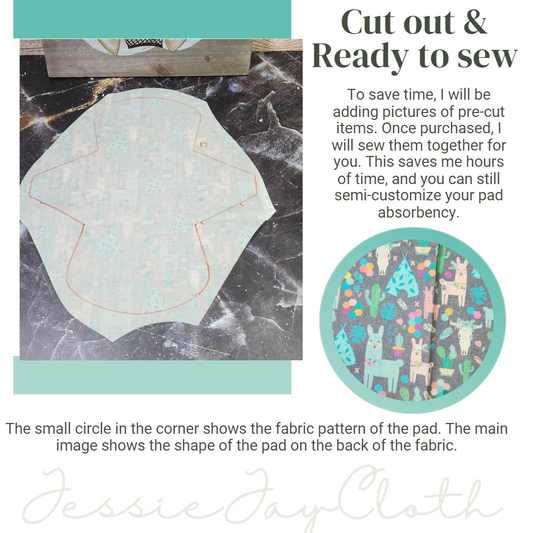 10 inch The Goddess |  Llama Succulent | Cloth Pad or liner | Choose your absorbency