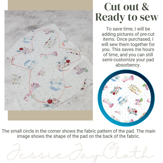8 inch Miss Classy Cloth Pad or Liner | 2.5" Snapped Width | Choose your absorbency