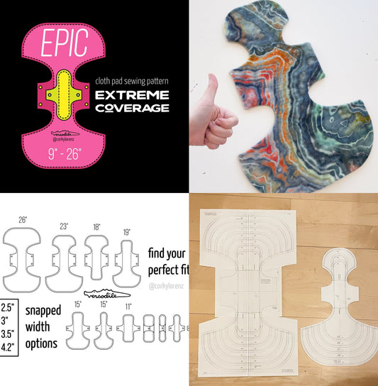 Custom Epic Cloth Pad, Extreme Coverage | 4.2" Snapped Width | 9 to 26 inch, Choose your Wings