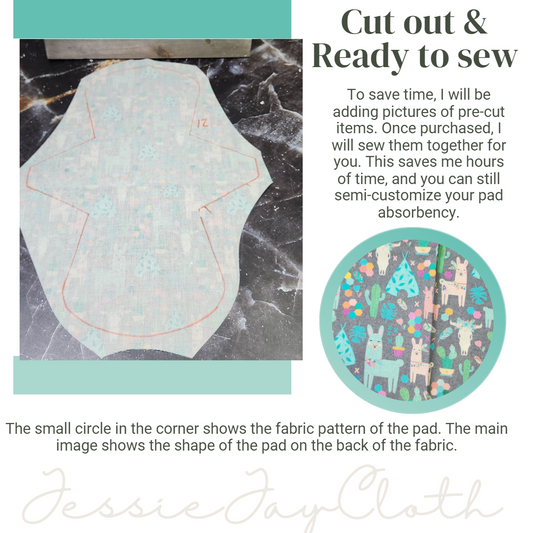 12 inch The Goddess | Llama Succulent | Cloth Pad or liner | Choose your absorbency