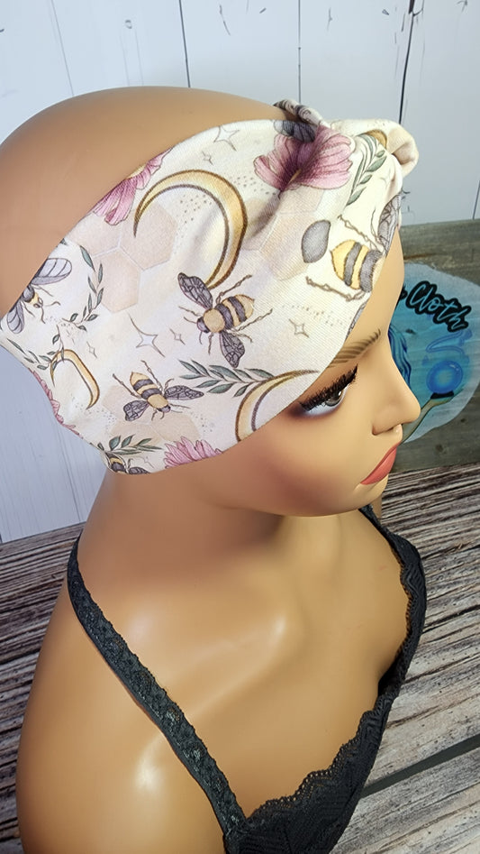 Spring Bees | Cotton Lycra Twist Knot Head Band | Custom Turban Head Band | 4 Sizes