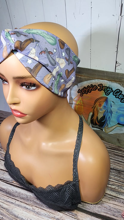 Halloween Peen on purple | Cotton Lycra Twist Knot Head Band | Custom Turban Head Band | 4 Sizes