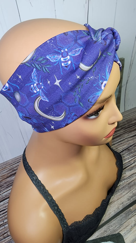 Spring Bees | Cotton Lycra Twist Knot Head Band | Custom Turban Head Band | 4 Sizes