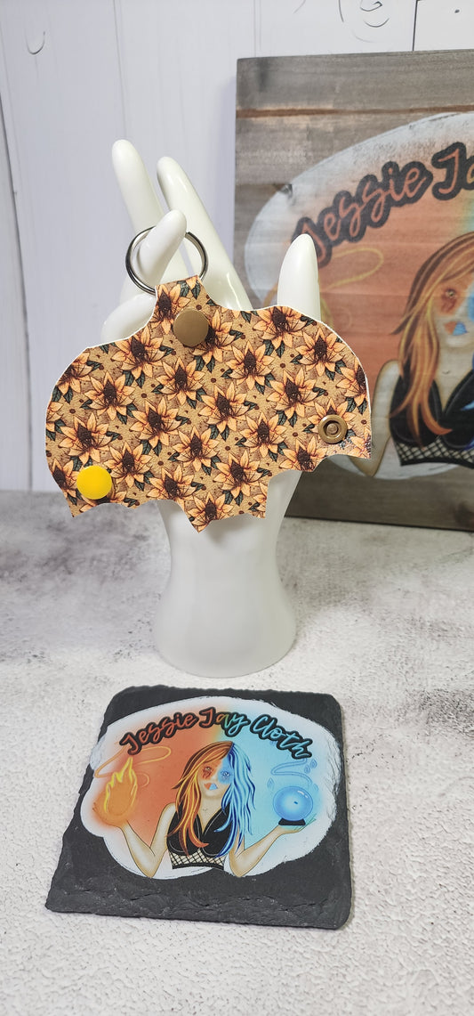 Sunflower Bat Key Cover | Key Keeper, Key Organizer, Keyring Holder