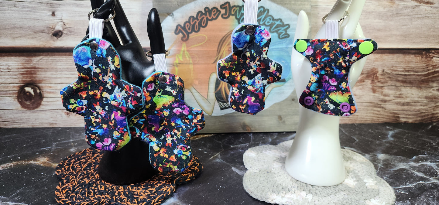 Mini Watercolor Fun Cloth Diaper & Cloth Pad Keychain | Set or Singles