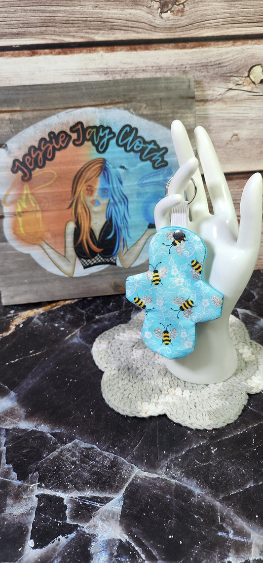 Gorgeous Glitter Bees Cloth Pad Keychain