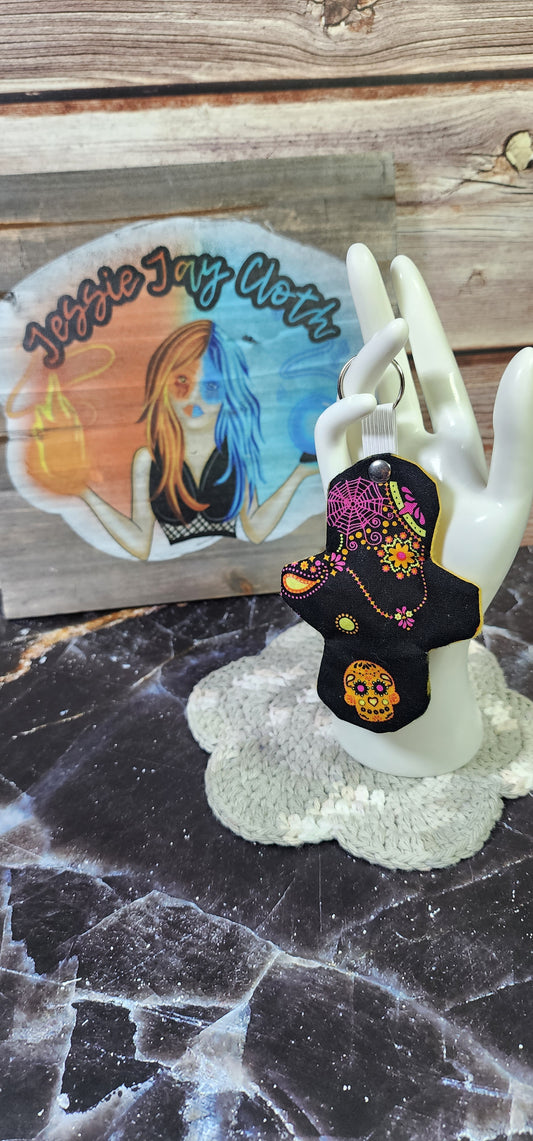 Day of the Dead Dog & Skull Cloth Pad Keychain