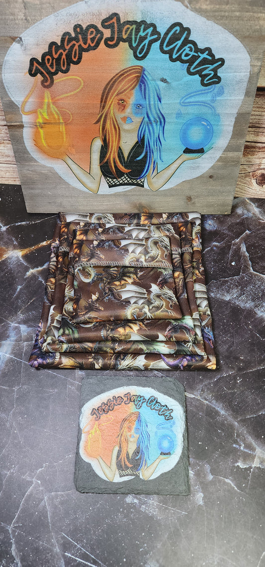 Realistic Dragons, Custom PUL Lined Pad Wrapper |  Wet bag |  | Multi Use bag | 4 sizes to choose from