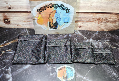 Small Scale Dragons, Custom PUL Lined Pad Wrapper |  Wet bag |  | Multi Use bag | 4 sizes to choose from