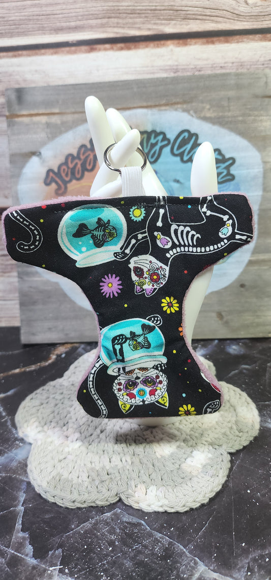 Sugar Skull Cat | Large Cloth Diaper Keychain