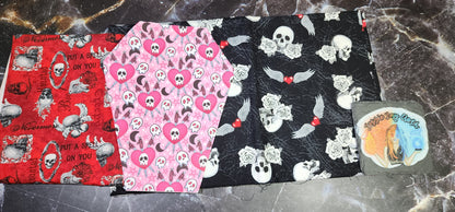CUSTOM | Self Defense Skulls, Coffin Wristlet Clutch | Vinyl & Cotton Pouch | Optional Add on's | Bag, Wallet, Purse