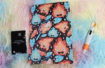 Calcifer Black Background, Food | Moondance Note Pad Holder | Comes in 3 Sizes | Stay Organized in Style