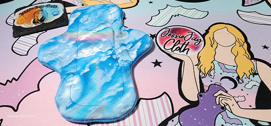 10" Heavy, Rainbow Clouds Sky | Classic Curvy Cloth Pad | 2.75" or 3" Snapped