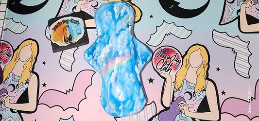 12" Heavy, Rainbow Cloud Sky | Classic Curvy Cloth Pad | 2.75" or 3" Snapped