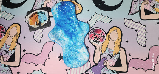 12" Heavy, Blue Glow  Galaxy | Classic Curvy Cloth Pad | 2.75" or 3" Snapped