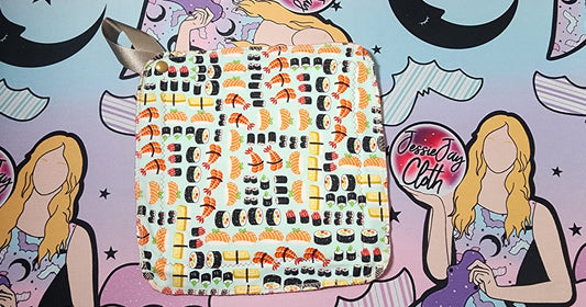 Ready to Ship Pot Holder | Medium Size, Variety Sushi & Sashimi on blue