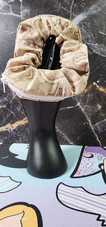 Dino Skelton Zipper Pocket Scrunchie | Stash Scrunchie | Price is for 1 piece