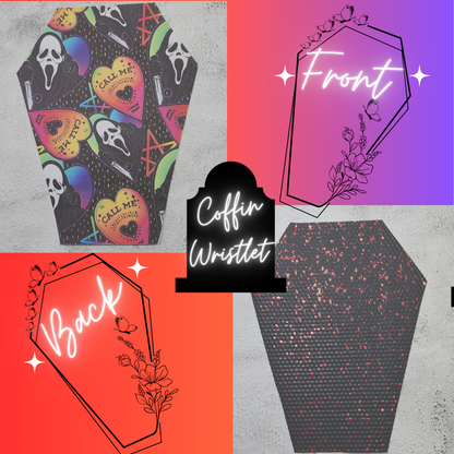 CUSTOM | Ghost Face Rainbow Coffin Wristlet Clutch | Vinyl & Cotton Pouch | Optional Add on's | Bag, Wallet, Purse