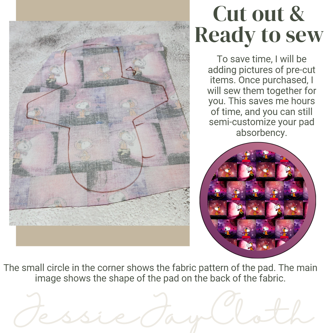 8 inch Miss Classy Cloth Pad or Liner | 2.5" Snapped Width | Choose your absorbency
