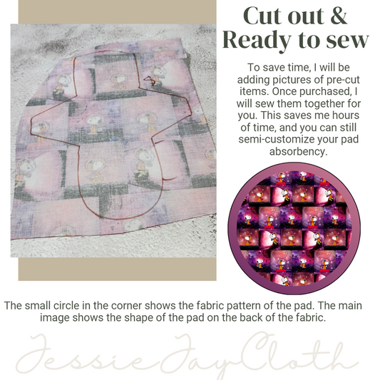 8 inch Miss Classy Cloth Pad or Liner | 2.5" Snapped Width | Choose your absorbency