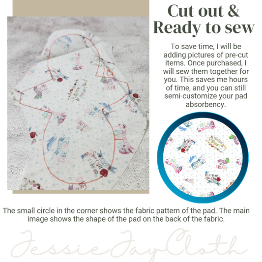 10 inch Miss Classy Cloth Pad or Liner | 2.5" Snapped Width | Choose your absorbency