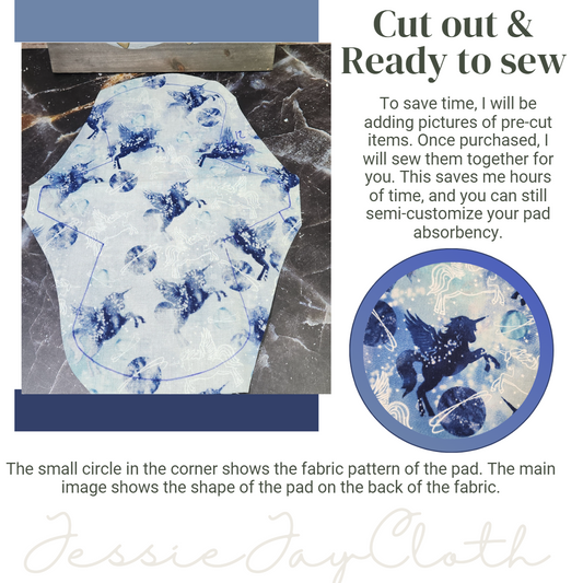 12 inch The Goddess | Blue Unicorn | Cloth Pad or liner | Choose your absorbency