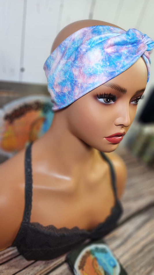 Mermaid Galaxy Shells | Double Brushed Poly Twist Knot Head Band | Custom Turban Head Band | 4 Sizes