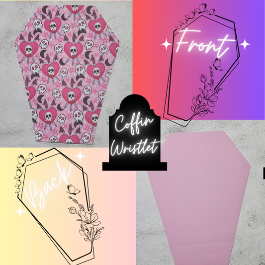 CUSTOM | Self Defense Skulls, Coffin Wristlet Clutch | Vinyl & Cotton Pouch | Optional Add on's | Bag, Wallet, Purse