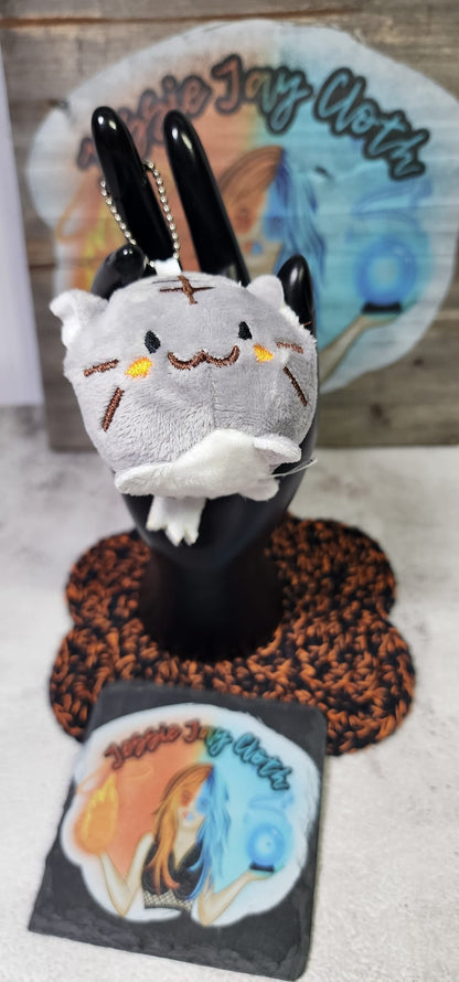 Small Kawaii, Chunky, Cat Keychain | Add On | 4 Colors | Plush Pillow