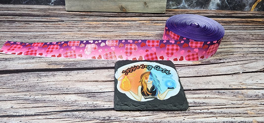 Lip Balm Holder | Ombre Pink Purple Plaid Hearts | Can hold gloss/balm/sugar scrub up to 5.5"