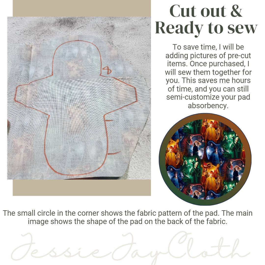 8 inch Miss Classy Cloth Pad or Liner | 2.5" Snapped Width | Choose your absorbency