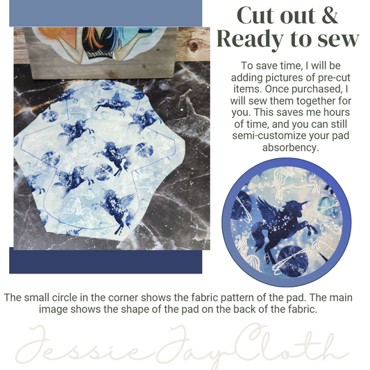 10 inch The Goddess |  Blue Unicorn| Cloth Pad or liner | Choose your absorbency
