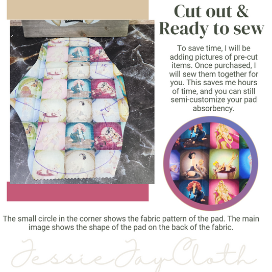 12 inch The Goddess | Adult Humor, Sexy Posed Girls | Cloth Pad or liner | Choose your absorbency