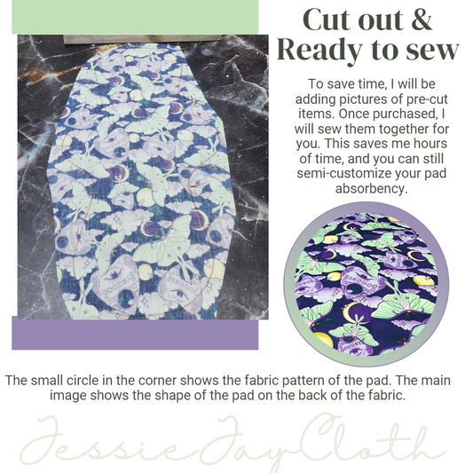 14 inch Classic Curvy | Luna Moth Celestial | Cloth Pad or liner | Choose your absorbency